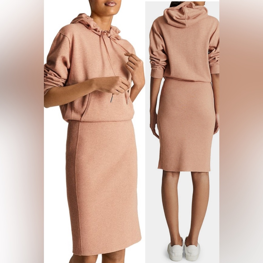 REISS Jodie Knit Hoodie Dress